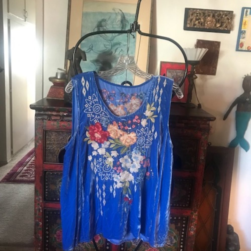 Johnny Was Velvet Blue Tunic
